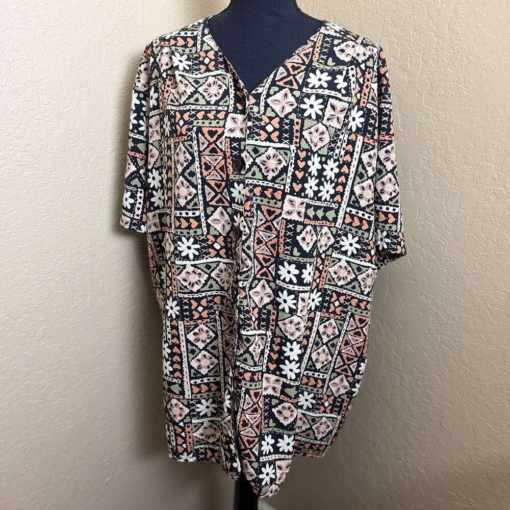 Vintage 90s Truffles by YB Made USA Abstract Floral Button Top